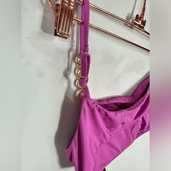 NWT Vix Paula Hermanny purple one shoulder gold chain bathing suit top size M - Picture 9 of 11